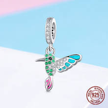 Colorful Zircon Kingfisher Pendant fit Original bangle Bracelet Charm Necklace Beads 925 Sterling Silver Jewelry Gift Making 2024 - buy cheap