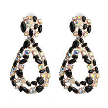 ZA Full Handmade Crystal Heart Statement Earrings for Women Geometric Rhinestone Dangle Drop Earrings Bridal Party Gift 2024 - buy cheap