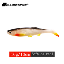 Isca t-tail de silicone para pesca, isca artificial macia com olhos 3d para pesca em água salgada, 16g/13cm 2024 - compre barato