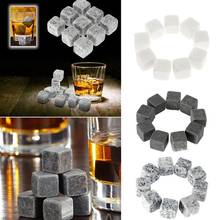 9 Pcs/1 Set Whisky Ice Cubes Wine Beer Drinks Stones Cube Chiller Rocks Ice Cooler Small Pouch Whiskey Granite 2024 - buy cheap