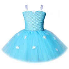 Vestidos de princesa Elsa para niñas, disfraces de Carnaval para niños, Reina de la nieve, vestido de tutú de lujo con copo de nieve, fiesta de cumpleaños para niños 2024 - compra barato