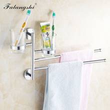 Falangshi Bathroom Wall Flexible Rotation Towel Rack Rail Hanger Chrome Brass Swivel Towel Bar With Toothbrush Holder WB8700 2024 - buy cheap