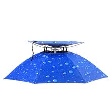 Paraguas montado en la cabeza para exteriores, sombrilla Anti-uv de doble capa, a prueba de viento para bocetos, sombrero para fotografía y pesca, 77cm 2024 - compra barato