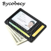 Bycobecy 2021 Fashion Style Carbon Fiber Men Women Black Card Holder Slim Thin RFID Smart Small Wallet PU Leather Pocketbooks 2024 - buy cheap