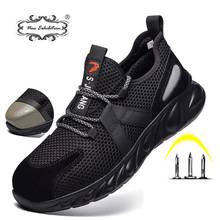 Nova exposição sapatos de segurança homem tênis ao ar livre respirável indestrutível aço toe botas de trabalho anti-punctura sapatos de segurança 2024 - compre barato