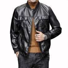 Mcikkny Men Black Pu Leather Jackets Coats Stnad Collar Autumn Biker Outwear Clothing Male Windbreak CY336 2024 - buy cheap