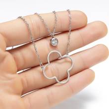 Simple Crystal Zircon Cross Necklaces & Pendants Stainless Steel Double Chain Jewelry Choker Flower Star Heart Circle Nekclace 2024 - buy cheap