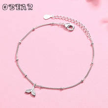 OBEAR Shiny Zircon Mermaid Tail Bracelet Silver Plated Fish Tail Foot Bracelet  For Women Summer Jewelry 2024 - buy cheap