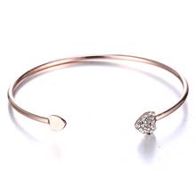 Charming Crystal Love Heart Bracelets & Bangles For Women Girls Bangle Gold Silver Color Metal Bracelet Statement Jewelry A233 2024 - buy cheap