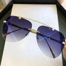 Vintage Rimless Alloy Aviation Pilot Sunglasses For Men 2022 Brand Gradient Sun Glasses Female Metal Oval Shades Black Brown 2024 - buy cheap
