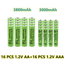 100% New 1.2V AA 3800mAh NI-MH Rechargeable Batteries+1.2 V AAA 3000 mAh Rechageable battery NI-MH  battery 2024 - buy cheap