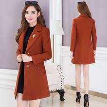 Spring and Autumn Coat Female Woolen Jacket Long Slim Plus Cotton 2021 New Woolen Jacket Women's Coats Lady Clothing 2024 - buy cheap