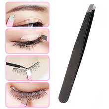 1PC Black Color Eyebrow Tweezer Hair Beauty Slanted Puller Stainless Steel Eye Brow Clips Hair Removal Makeup Tool Brand New 2024 - buy cheap