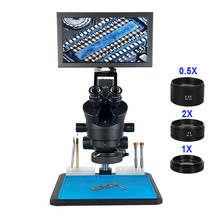 Microscopio Trinocular con pantalla LCD de 11,6 pulgadas, microscopio estéreo HD TF, HDMI, USB, 38MP, cámara Digital de reparación, soldadura, Zoom continuo, teléfono móvil, 3,5-90X 2024 - compra barato