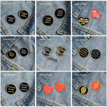 QIHE JEWELRY Wholesale 2-3pcs/set Funny Phrase Metal Enamel Pins Fashion Heart Brooches Punk Badges Cool Gifts for Couple Friend 2024 - buy cheap