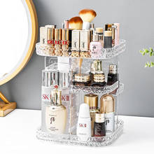 Cosmetic Storage Box Makeup Organizer Jewelry Display Stand Bathroom Plastic Box Diamond Pattern 360 Degree Rotation Transparent 2024 - buy cheap