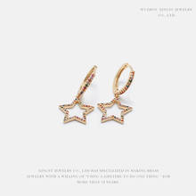 SIPENGJEL Rainbow Colorful  Zircon Drop Star Hoop Earrings Gold And Silver Color Huggie Earrings For Women Party Jewelry 2021 2024 - buy cheap