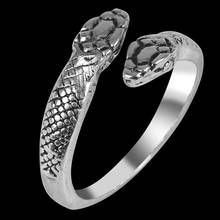 Кольцо с двойной змеиной головой для мужчин и женщин, открытое регулируемое из сплава в стиле ретро, Подарочная бижутерия 2024 - купить недорого