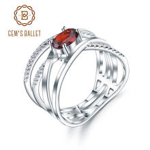 GEM'S BALLET criss-cross Pavé anillo rojo granate Natural en plata de ley 925 anillo de piedras preciosas para mujer joyería fina (0,95ct ovalado) 2024 - compra barato