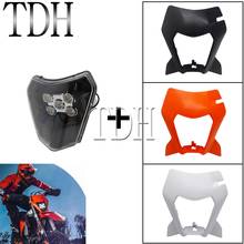 12V LED Motorcycle Enduro Headlight Head Light Fairing Mask Cover For 250 300 350 450 TE TC FE TX EXC Six Days TPI MX Dirt Bike 2024 - buy cheap