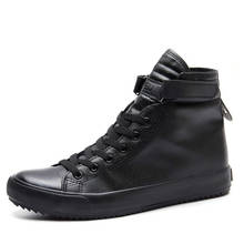 Homens sapatos de elevador altura crescente 3/8 cm preto branco alto superior tênis homens ankle boots sapatos de couro masculino formadores apartamentos 2024 - compre barato