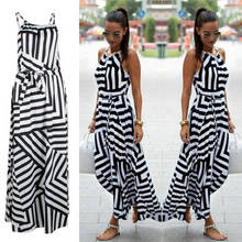 Summer Maxi Long Dress New Fashion Women Sexy Boho Striped Sleeveless Beach Style Strap Sundress Vestidos For Female Bigsweety 2024 - buy cheap