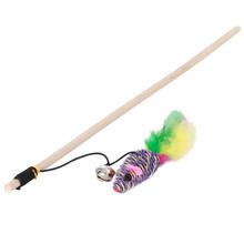 Cat Toy Cat Mouse Wand Wooden Pole Toys for Cats Fake Feather Kitten Teaser Toy Pet Wand Toy with Bell Pet Supplies 2024 - buy cheap