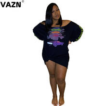 VAZN-minivestido negro de talla grande para mujer, prenda Sexy, elegante, de manga larga, cintura alta, ajustado, 2021 2024 - compra barato
