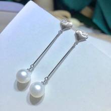 Heart 925 Silver Earrings Mountings Jewelry Parts Fittings Women's Accessories for Pearls Crystal Agate Coral Jade Stone 2024 - buy cheap