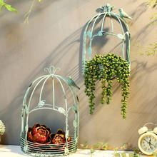 Colgante de pared Vintage americano, jaula de hierro, maceta de flores, decoración de jardín 2024 - compra barato