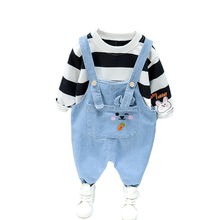 New Spring Children Striped Clothes Baby Boys Girls Cartoon T Shirt Pants 2Pcs/sets Autumn Kid Toddler Clothing Infant Tracksuit 2024 - buy cheap
