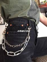 Moda punk hip-hop na moda cinto corrente de cintura multicamadas calças masculinas corrente jeans punk prata metal grande anel calças correntes ye65 2024 - compre barato
