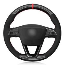 Black Suede Carbon Fiber Leather Car Steering Wheel Covers For Seat Leon 5F Mk3 2013-2020 Ibiza 6J Tarraco Arona Ateca Alhambra 2024 - buy cheap