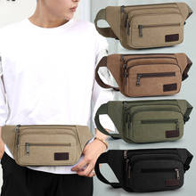 2020 New Casual Canvas Waist Bag Fanny Pack for Men Waist Bags Male Fashion Bum Bag Travel Crossbody Chest Bags Mobile Phone Bag 2024 - buy cheap