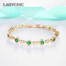 Ladychic nova moda zircônia cúbica ouro cor charme link pulseira romântico verde cristal pulseiras jóias presente para mulher lb1021 2024 - compre barato