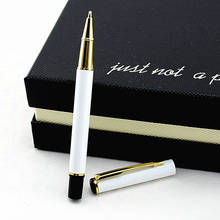 Качественная ручка-ролик из белого золота, металлическая шариковая ручка с наконечником 0,5 мм, офисные канцелярские принадлежности, роскошные шариковые ручки для письма, подарок 2024 - купить недорого