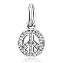 Authentic S925 Silver Symbol Of Peace Dangle Charm fit Lady Bracelet Bangle For Women DIY Jewelry Making 2024 - buy cheap