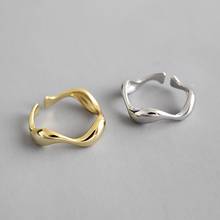 100% 925 Sterling Silver Open Ring for Women INS Minimalist Irregular Wave Pattern Gold Color Jewelry Bijoux Birthday 2024 - buy cheap