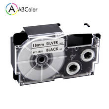 18mm Label For CASIO XR-18SR Label Tape Black on Silver Label Cartridge XR-18WE For CASIO KL-130 CASIO KL-120 KL-430 Label Maker 2024 - buy cheap