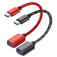 Кабель-переходник OTG Type-c «папа»-USB 3,1, плетеный кабель «мама», удлинитель, зарядный кабель, конвертер, адаптер для U-диска, телефона 2024 - купить недорого