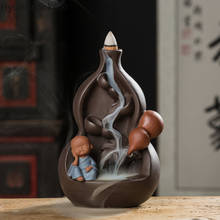 Cones de incenso + queimador de casa criativo, decoração do pequeno monge, queimador de incenso com função de gotejamento, natal zen, 10 peças 2024 - compre barato