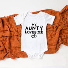 Боди для новорожденных с принтом My Aunty Loves Me, милые хлопковые детские комбинезоны, детские комбинезоны с коротким рукавом, детская одежда в подарок 2024 - купить недорого