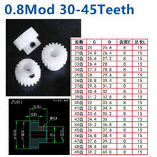 Convex step pom 0.8 mod 30t/31t/32t/33t/34t/35t/36t/37t/38t/39t/40t/41t/42t/43t/44t 45t teeth plastic plastic nylon gear 2024 - buy cheap