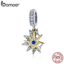BAMOER High Quality 925 Sterling Silver Sun Meet Moon Pendant fit Charms Bracelets Necklaces Clear CZ Zircon Jewelry SCC1135 2024 - buy cheap