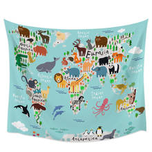 Animal Map Wall Tapestry Cover Beach Towel Picnic Yoga Mat Home Decoration 2024 - buy cheap