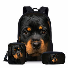 Милые с изображением собаки ротвейлера школьный рюкзак с принтом комплект для мальчиков-подростков и девочек, классные детские Bagpack студенческие сумки для книг 2024 - купить недорого