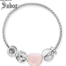 mens Bracelets Link Chain With Beads Heart silver color Fashion Jewelry For Women Gift Karma Bead Bracelet thomas 2024 - buy cheap