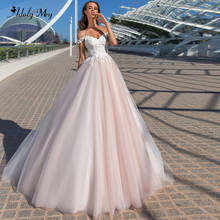 Adoly Mey-vestido de novia romántico con cuello de barco, traje de novia de corte en A, apliques con cuentas, talla grande, 2020 2024 - compra barato