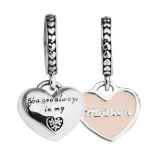 Mother & Daughter Hearts Charm Woman Popular  Fit Original 925 Sterling Silver Bracelet & Bangle Silver Beads For Jewelry Making 2024 - buy cheap