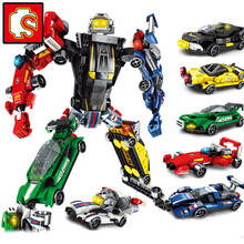 sembo Blocks 6 in 1 Speed Champions sets race Racing mech Building Brick Toy transformation technique super Car city racing 2024 - buy cheap